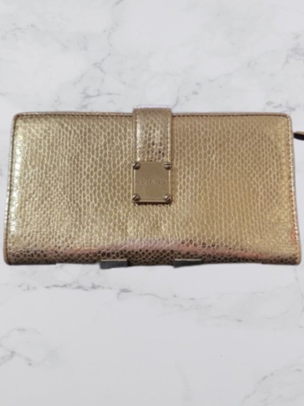 Michael Kors metallic python-embossed leather wallet